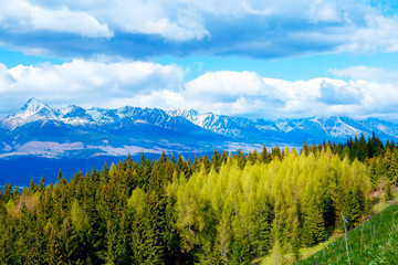 Fototapeta premium Beautiful landscape of snow mountains in Slovakia. Mountain High Tatry.