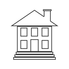 Family House. Home icon with door and windows, isolated graphic 