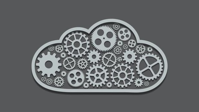 Footage modern mechanism computing cloud concept. Technology gears background. 4K video