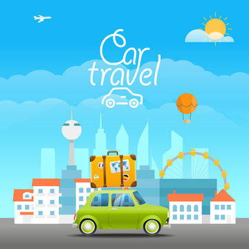 Vacation travelling concept. Vector travel illustration with the