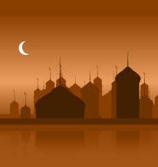 Ramadan Background with Silhouette Mosque