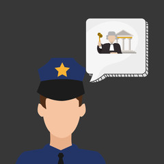 Law design. Justice icon. Flat illustration, vector graphic