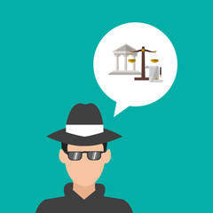 Law design. Justice icon. Flat illustration, vector graphic