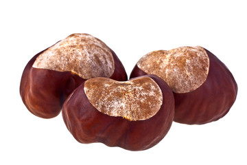 Chestnuts on a white background