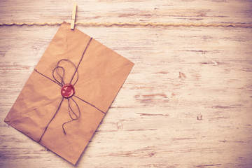 Mail envelope on rope
