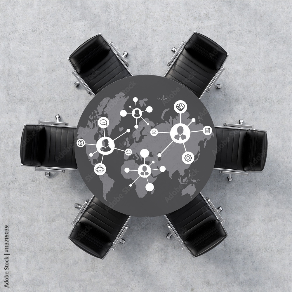 Poster Social networking concept on table