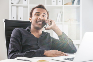 Fototapeta premium Cheerful man on phone