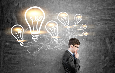 Idea concept with thoughtful man