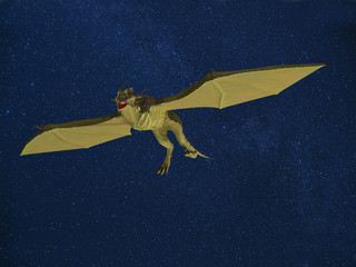 Obraz na płótnie Canvas 3d rendered illustration of dragons flying in the night
