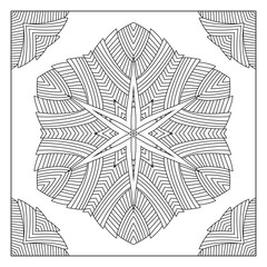 Abstract round ornament with border. Mandala. Design for coloring page