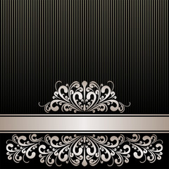 Rich black Background with silver Ribbon and royal Border.