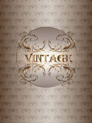 Vintage light brown background with abstract floral ornament in the center