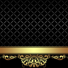 Elegant black Background with golden Ribbon and royal Border