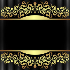 Elegant black Background with royal golden Borders. 