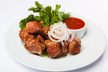 kebab with onion and sauce