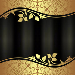 Elegant black Background with floral golden Borders