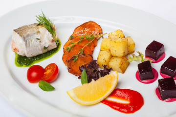 dish with fish and vegetables
