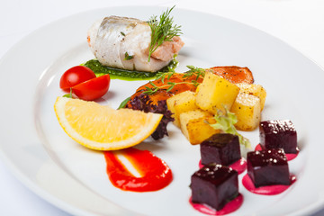 dish with fish and vegetables