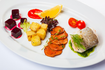 dish with fish and vegetables