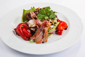 Salad with Bacon on plate