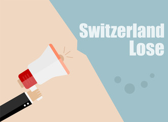 Switzerland lose. Flat design vector business illustration concept Digital marketing business man holding megaphone for website and promotion banners.