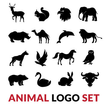 Wild Animals Black Logo Icons Set 