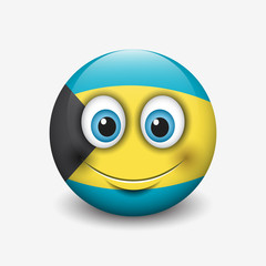 Cute emoticon isolated on white background with Bahamas flag motive - smiley 
