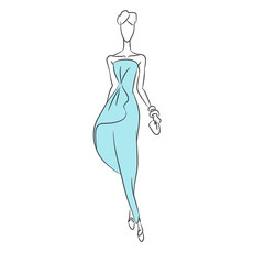 Stylish sketch of wonderful blue gown