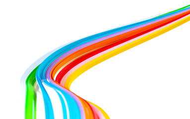 Multicolored lines isolated on white background