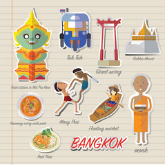 Bangkok Thailand icon and travel