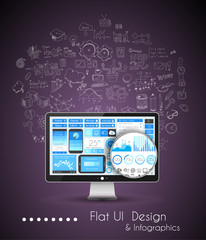 Business Solution and Idea Conceptual background with a desktop pc