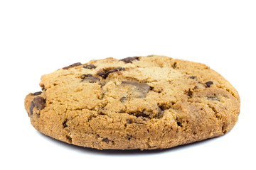 Glass of milk and cookies isolated on white