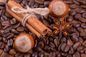 black coffee on a wooden background