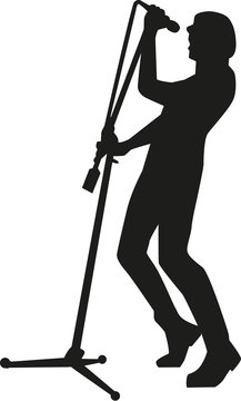 Silhouette of rock singer