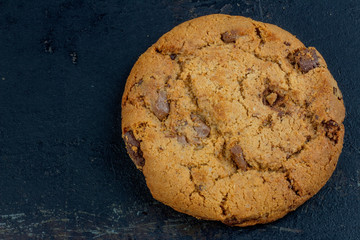 Chocolate chips cookies isolated on black background