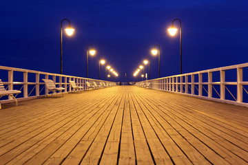 wooden pier at night, long exposure