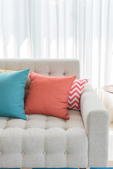 colorful pillows on classic sofa style