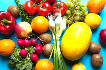 Fruits and vegetables from above