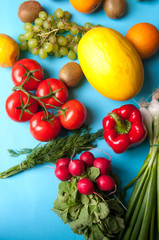 Fototapeta premium Fruits and vegetables from above