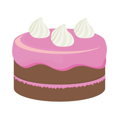 Cake with cream design. Bakery icon. vector graphic
