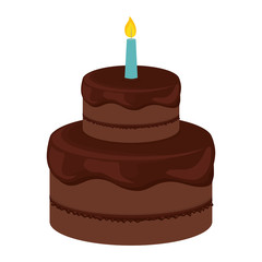 Cake with cream and candle design. Bakery icon. vector graphic