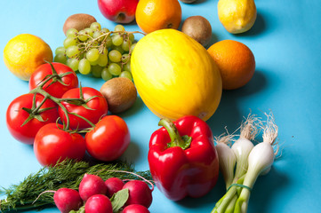 Fruits and vegetables from above