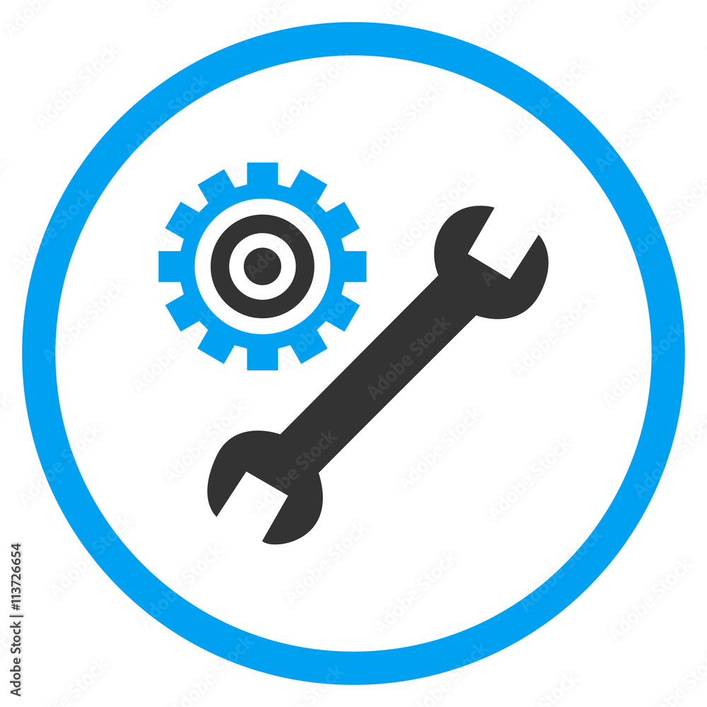 Poster configuration tools vector bicolor icon. image style is a flat icon symbol inside a circle, blue and