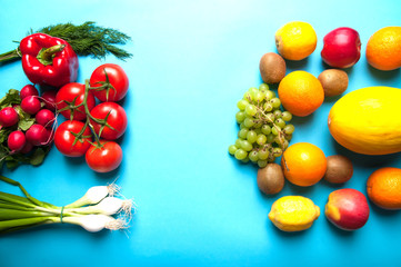 Fruits and vegetables from above