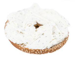Fresh made cream cheese Bagel (isolated on white)