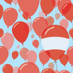 Austria National Day Flat Seamless Pattern. Flying Celebration Balloons in Colors of Austrian Flag. Happy Independence Day Background with Flags and Balloons.