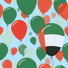United Arab Emirates National Day Flat Seamless Pattern. Flying Celebration Balloons in Colors of Emirian Flag. Happy Independence Day Background with Flags and Balloons.