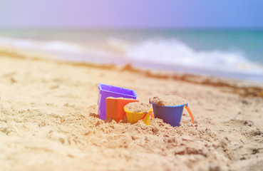 kids play on beach concept