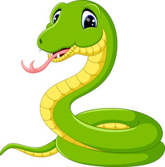 Naklejka premium illustration of Cute green snake cartoon