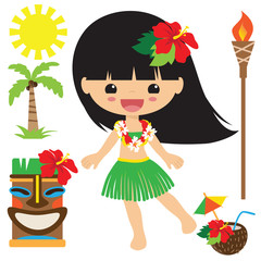 Hula dancer vector illustration